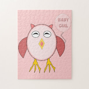 Süßes Rosa Baby-Mädchen-Eule-Puzzle Puzzle