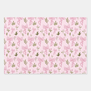 Süßes rosa Band florales nahtloses Muster Geschenkpapier Set