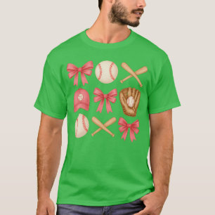 Süßes rosa Baseball-Schleife Mädchen Sportfan Soft T-Shirt