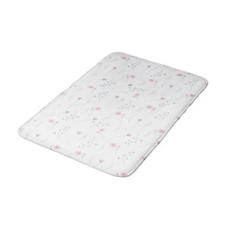 Süßes Rosa Blaues Aquarell-Wildblumenmuster Badematte