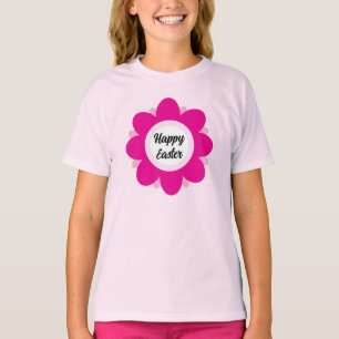 Süßes rosa Blumendesign Frohe Ostern T-Shirt