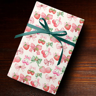 Süßes rosa Coquette-Erdbeermuster Geschenkpapier