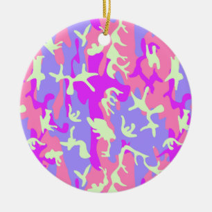Süßes rosa digitales Tarnmuster Keramik Ornament