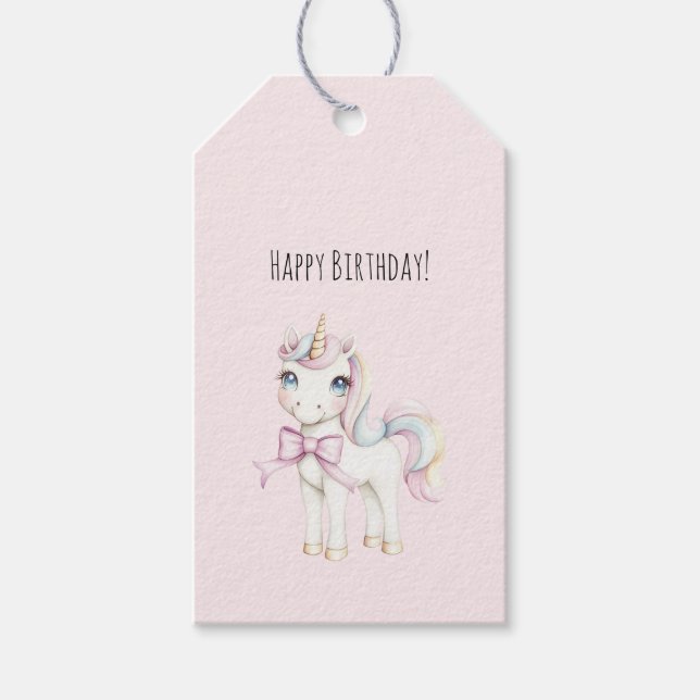 Süßes Rosa Einhorn Geburtstag Geschenkanhänger (Vorderseite)