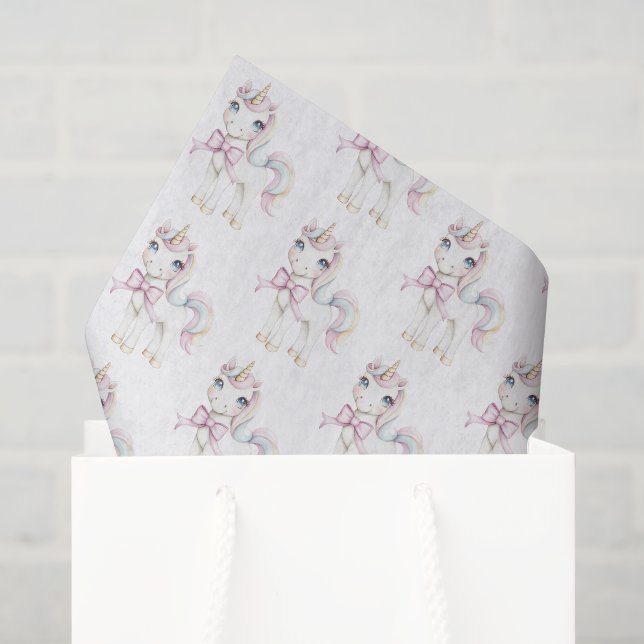 Süßes Rosa Einhorn Geburtstag Seidenpapier (Geschenktüte)