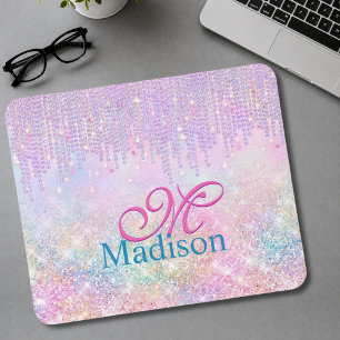 Süßes rosa Einhorn Glitter Strassstein Tropfen Mon Mousepad