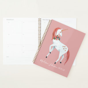 Süßes rosa Einhorn Mädchen Wochenplaner Notizbuch