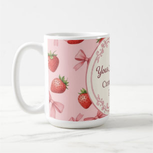 Süßes Rosa Erdbeer- und Schleifenmuster mit indivi Kaffeetasse