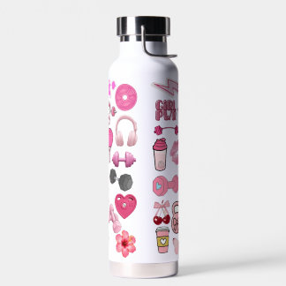 Süßes rosa Fitness-Studio-Muster Edelstahl-Wasser Trinkflasche