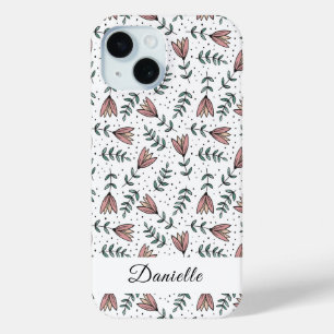 Süßes Rosa Florales Blumen Muster Name Case-Mate iPhone Hülle
