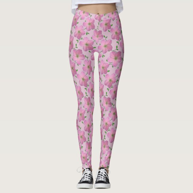 Süßes rosa Garten-Blumen-mit Blumenmuster Leggings (Vorderseite)