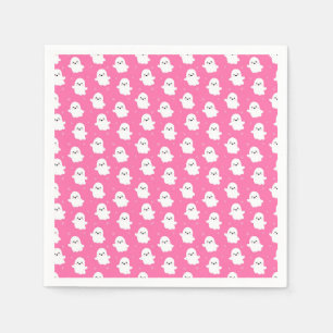 Süßes Rosa-Geister-Muster – Halloween-Design Serviette