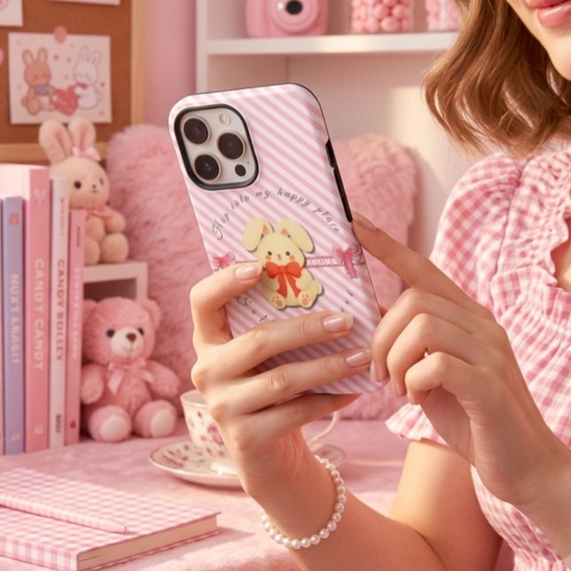 Süßes rosa gestreiftes Häschen Soft iPhone 14 Case (Von Creator hochgeladen)