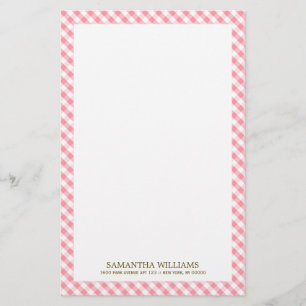 Süßes rosa Gingham-Muster Briefpapier