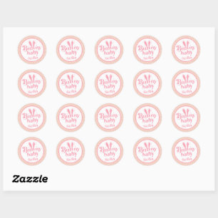 Süßes rosa Häschen Baby Mädchen " Personalisiertes Runder Aufkleber