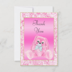 Süßes rosa Häschen Baby Shower Danke