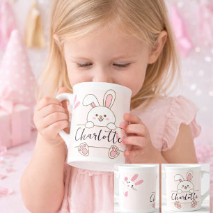 Süßes rosa Häschen-Mädchen Peek-a-Boo Geburtstag Prozellantasse