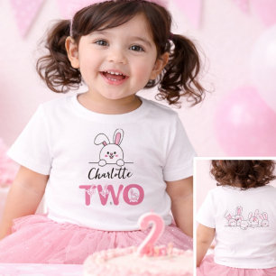 Süßes rosa Häschen-Mädchen zum zweiten Geburtstag  Baby T-shirt