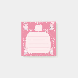 Süßes rosa Hasen-Notizblock-Band-Schleifen Notizbu Post-it Klebezettel