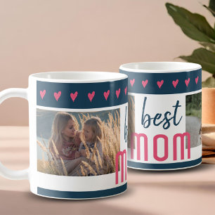 Süßes rosa Herz Beste Mama 2 Fotos Muttertag Kaffeetasse