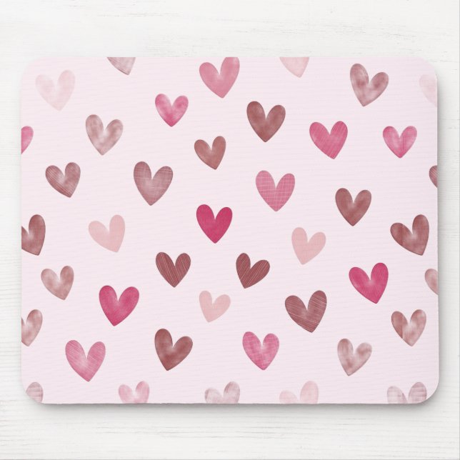 Süßes rosa Herz Muster – Romantisches und stilvoll Mousepad (Vorne)