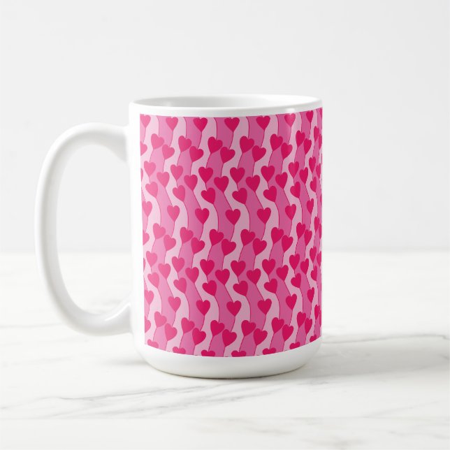 Süßes Rosa-Herzen-Muster Kaffeetasse (Links)