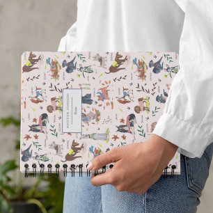 Süßes rosa Hunde Muster Monogramm Notizbuch