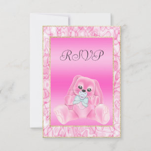 Süßes rosa Kaninchen Baby Shower RSVP Karte