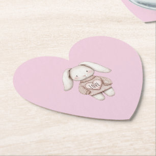 Süßes rosa Kaninchen rosa Pullover Herz Baby Showe Untersetzer