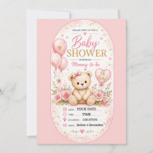 Süßes rosa kariertes Babyshower-Design Einladung