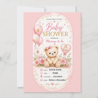 Süßes rosa kariertes Babyshower-Design Einladung