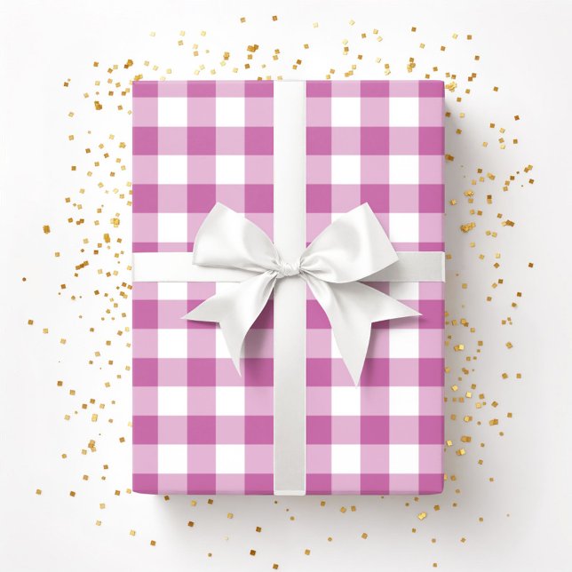 Süßes rosa Karomuster Geschenkpapier (Cute Pink Plaid Pattern Wrapping Paper)