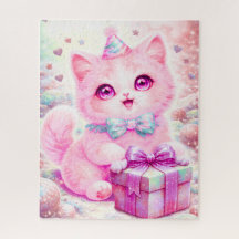 Süßes rosa Kätzchen-Geschenk Puzzle