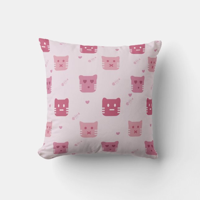 Süßes rosa Katzenmuster für Katzenliebhaber-Homede Kissen (Vorderseite)