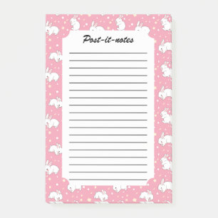 Süßes Rosa Kawaii-Hasen-Doodle Post-it Klebezettel