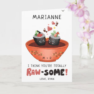 Süßes Rosa Kawaii Sushi in Liebe Valentinstag Karte