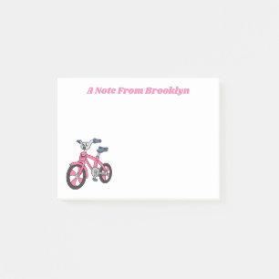 Süßes rosa Kinderfahrrad Cartoon-Illustration Post-it Klebezettel