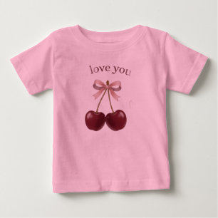 Süßes Rosa Kirsche Love You T-Shirt – Süße Schleif