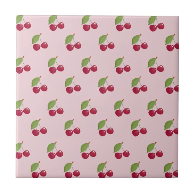 Süßes rosa Kirschenmuster Fliese (Vorderseite)