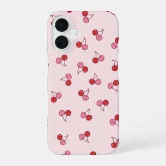 Süßes rosa Kirschfruchtmuster iPhone 16 Hülle