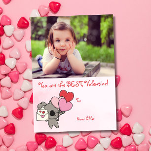 Süßes Rosa Koala-Foto Kinder Klassenzimmer Valenti Feiertagskarte