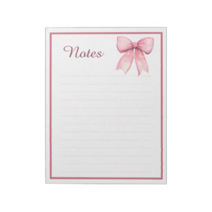 Süßes Rosa Koketten-Schleifen-Notizblock Notizblock
