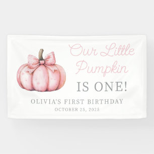 Süßes rosa Kürbismädchen Baby erster Geburtstag Banner