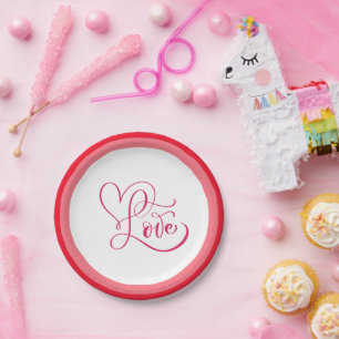 Süßes Rosa Liebes-Design Pappteller