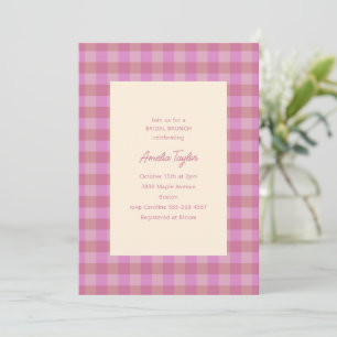 Süßes Rosa Lila Karo Preppy Brautparty-Brunch Einladung