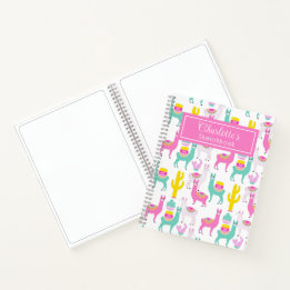 Süßes rosa Llama-Kaktus-Skizzenbuch für Mädchen Notizbuch