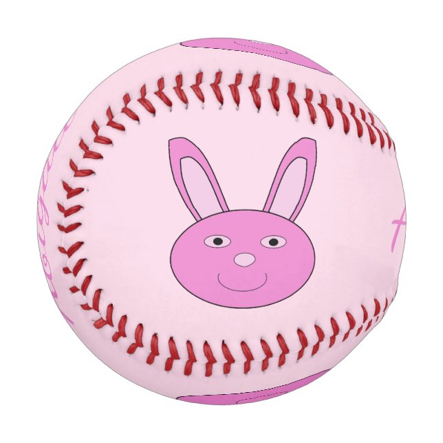 Süßes rosa Mädchen-Hasen-Gesicht Frühling Ostern C Baseball (Vorderseite Links)