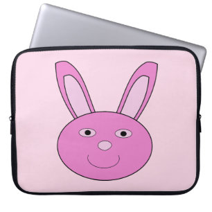 Süßes rosa Mädchen-Hasen-Gesicht Frühling Ostern Laptopschutzhülle