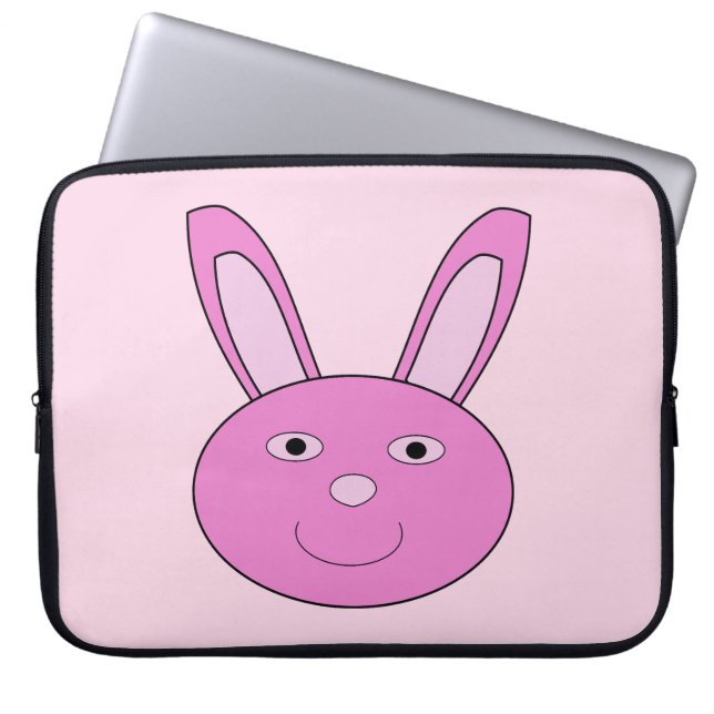 Süßes rosa Mädchen-Hasen-Gesicht Frühling Ostern Laptopschutzhülle (Vorderseite)