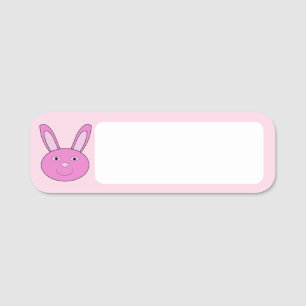Süßes rosa Mädchen-Hasen-Gesicht Frühling Ostern Namensschild